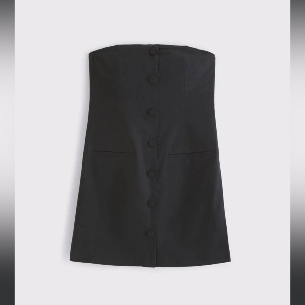 Abercrombie & Fitch Black Buttoned Mini Dress